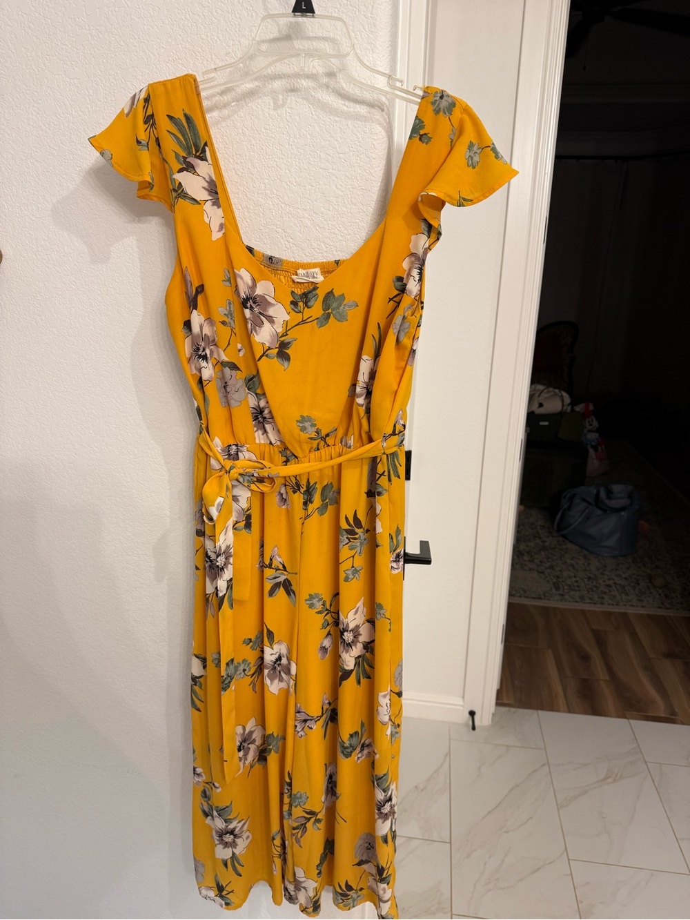 Sienna Sky Yellow Floral Jumpsuit with Tie Waist